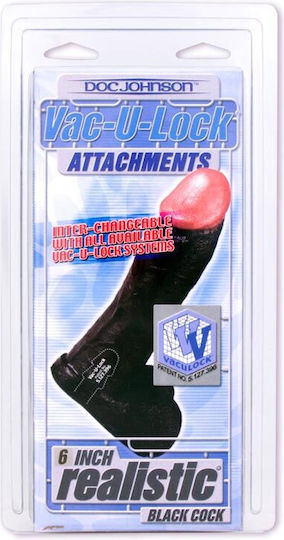 Vac U Lock Ρεαλιστικό Dildo με Όρχεις Μαύρο 15.2cm