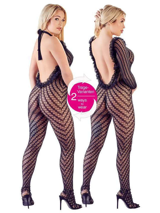 Mandy Mystery Sexy Bodystocking Mesh with Open Crotch Black
