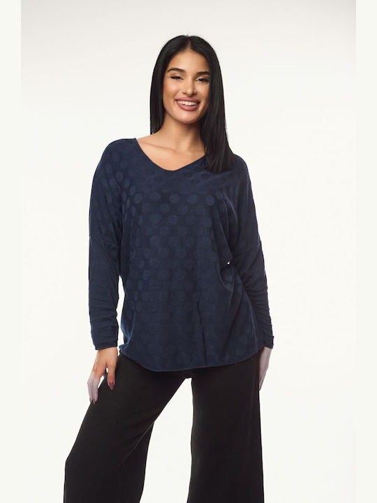Women's Blouse Polka Dot Blue