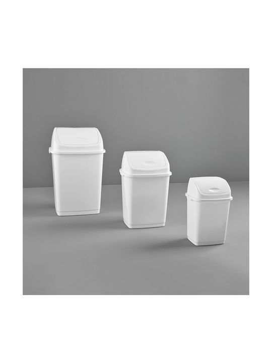 Dunya Coș De Gunoi Din Plastic Cu Capac Oscilant Alb 35lt