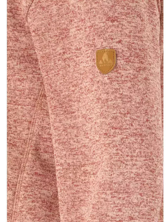 Μακριά Fleece Γυναικεία Ζακέτα με Φερμουάρ Κεραμιδί