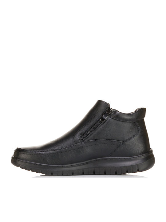 Leather Black Men's Boots with Zipper