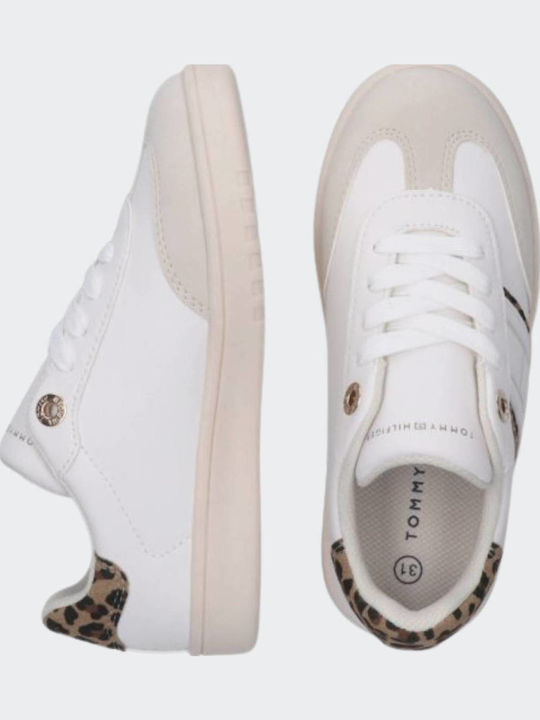 Cut Lace-up Kids Sneakers White