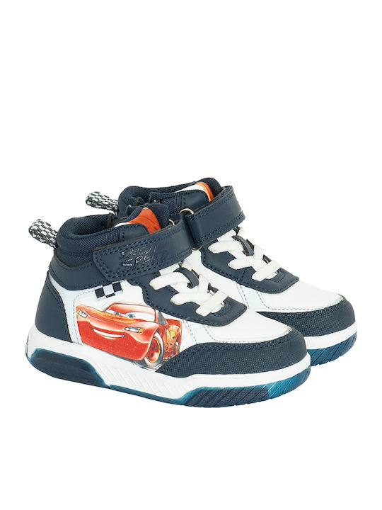 Cars Kids Sneakers High with Hoop & Loop Closure Blue