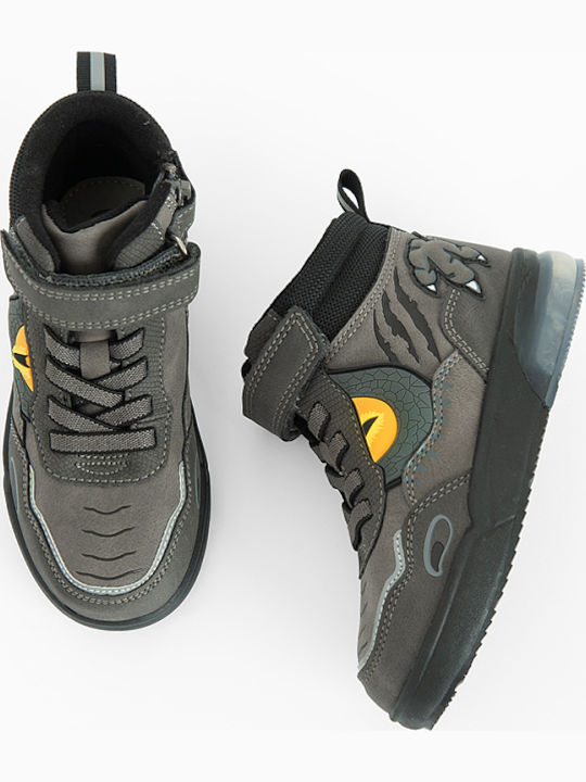 Kids Sneakers High with Hoop & Loop Closure Gray