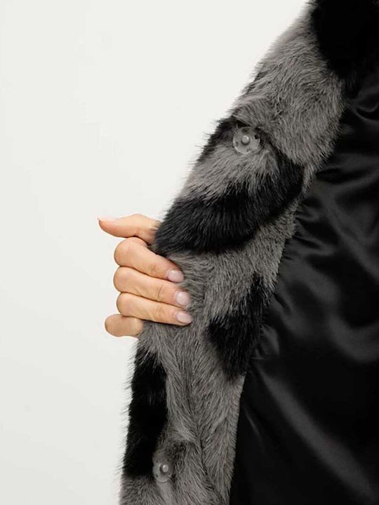 Silvian Heach Μακρύ Γυναικείο Σακάκι Grey