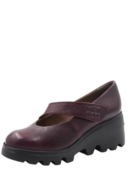 Leather Women's Loafers in Burgundy Color
