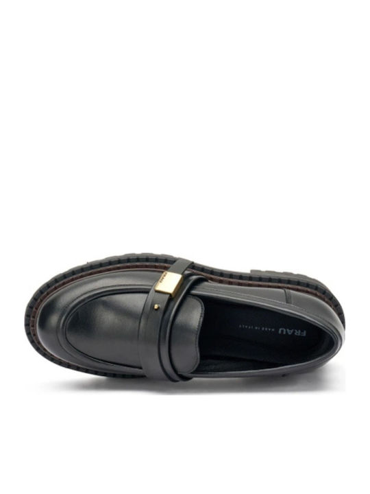 Leather Women's Loafers in Black Color