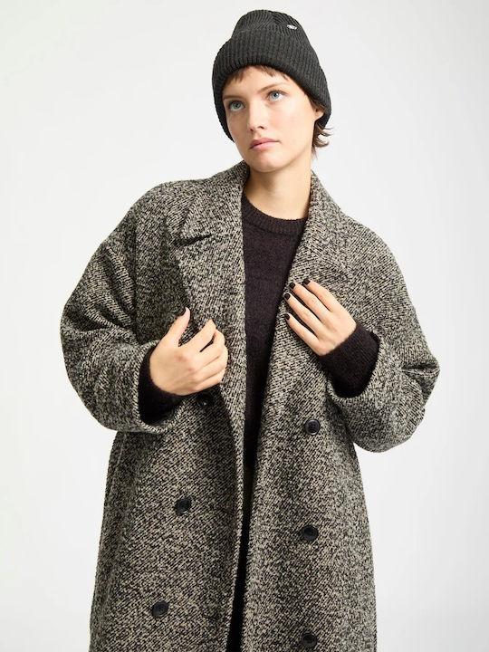 Eastcoat Women's Beige Coat Oversized with Buttons