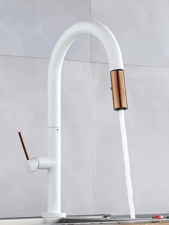 Alista Home Cf 1035 A Baterie Chiuvetă Bucătărie Bancă Cu Duș Extractibil Albă