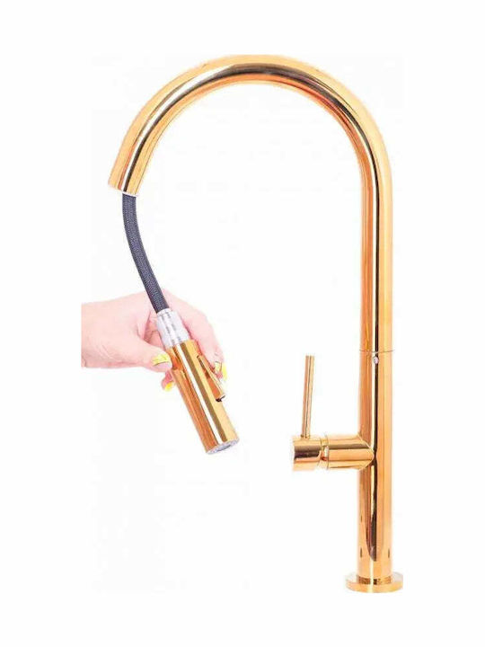 Alista Home Cf2043 Baterie Chiuvetă Bucătărie Bancă cu Duș Extractibil Auriu