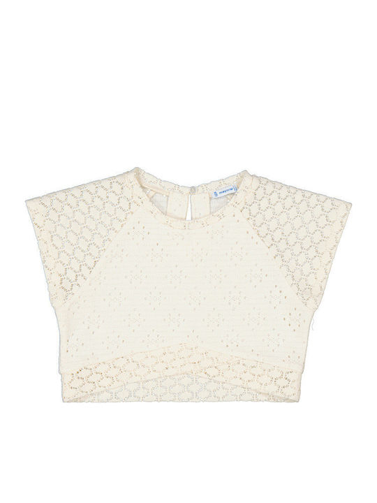 Kids' Crop Top Short Sleeve Beige