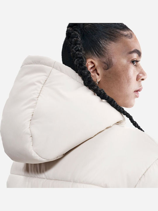 Sportswear Short Women's Puffer Jacket for Winter Ecru