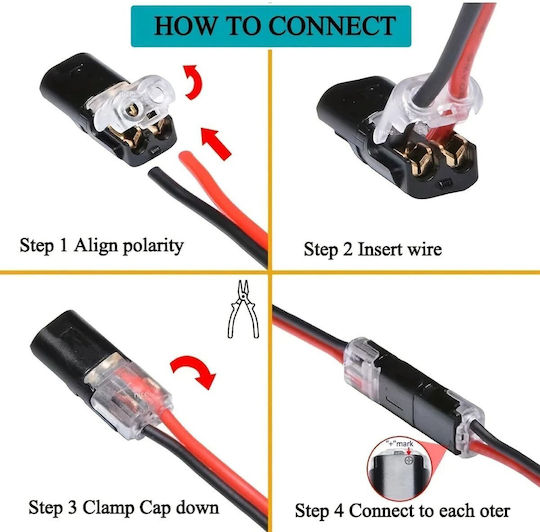 Double Cable Quick Connector 2 Pin Clip – 250V 6A