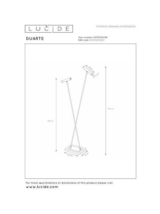 Lucide Lightning Duarte Stehleuchte mit Fassung für Lampe G9 Braun