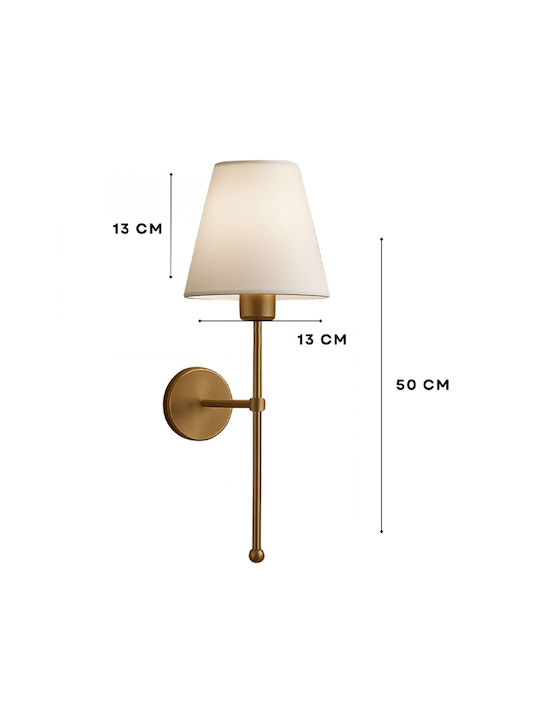 Megapap Verma Φωτιστικό Τοίχου με Ντουί E27 Χρυσό 13x13x50εκ.
