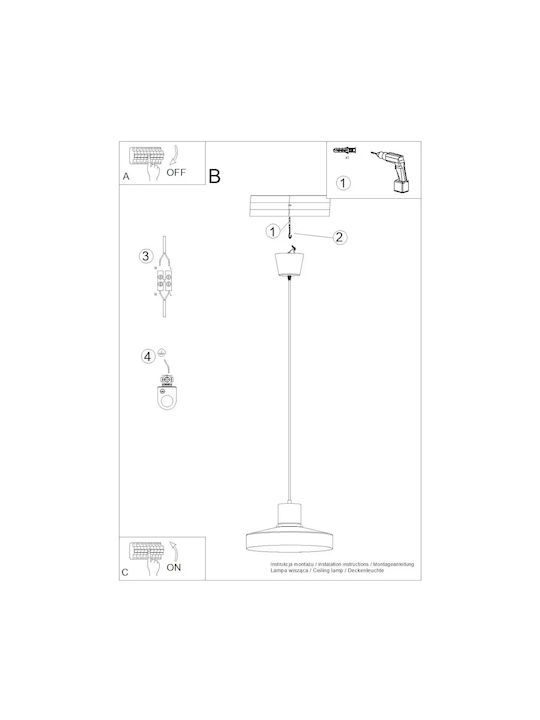 Sollux Pendant Light Red with Socket E27
