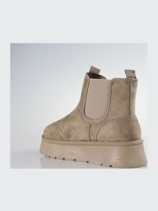 Women's Ankle Boots with Fur Beige