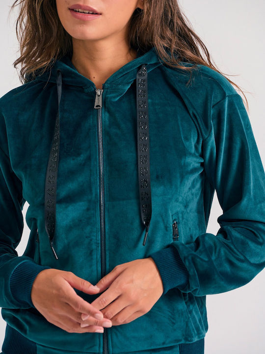 Women's Cardigan with Zipper Green