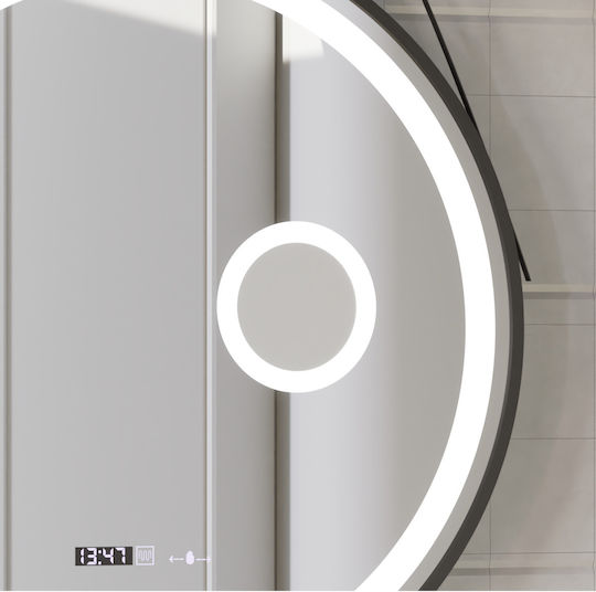 Alista Home Στρογγυλός Καθρέπτης Μπάνιου Led Αφής από Μέταλλο 60x60cm Μαύρος