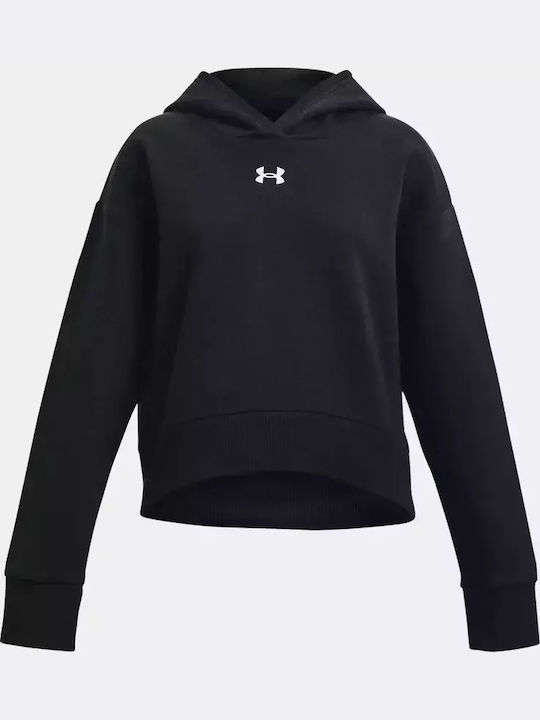 Fleece Kinder-Sweatshirt mit Kapuze Schwarz Rival