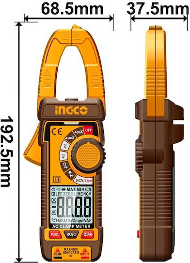Ingco Clamp Meter Digital 400A AC True RMS with Test Leads DCM62001