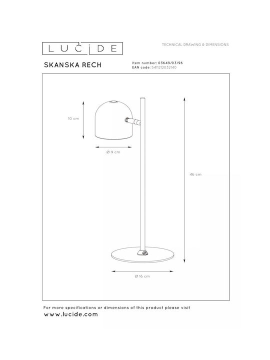 Lucide Lightning Διακοσμητικό Φωτιστικό Skanska LED Ρυθμιζόμενο Λευκό