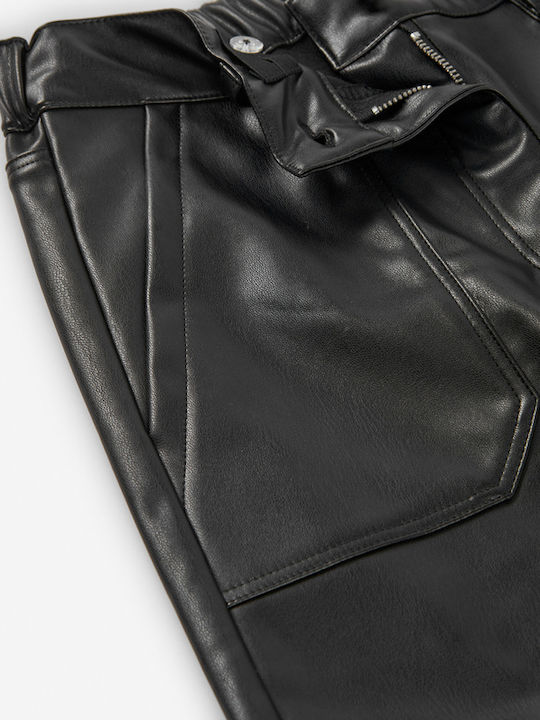 Pantalon Pentru Copii Cargo Din Piele Negru