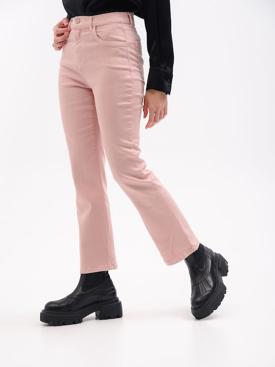 High Waist Women's Jean Trousers in Bootcut Fit Pink