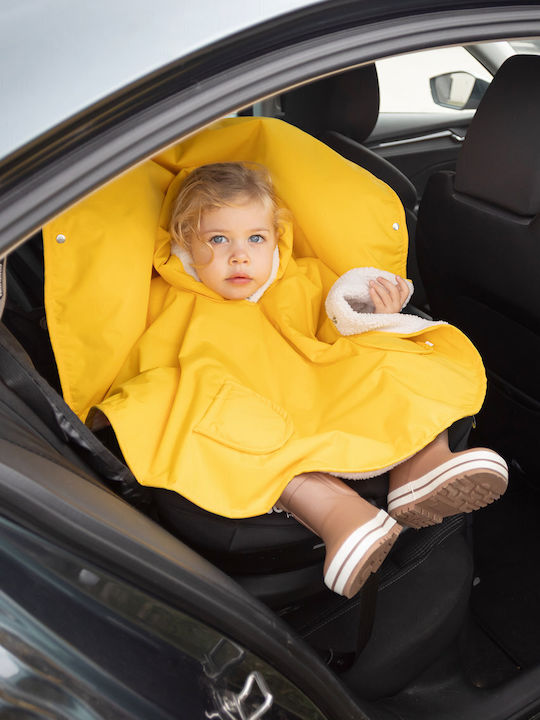 Waterproof Kids Coat Long Windproof with Lining Hood Yellow