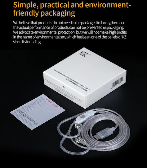 Kz Cable Type C Earphone Cables Upgrade Hd Dual Microphone Silver