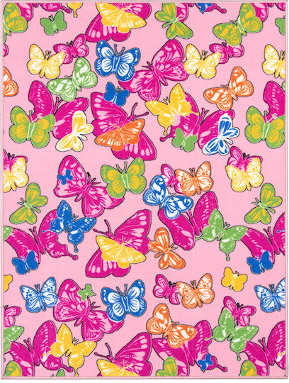 Kinderteppich Playroom Schmetterlinge Rosa 120x160
