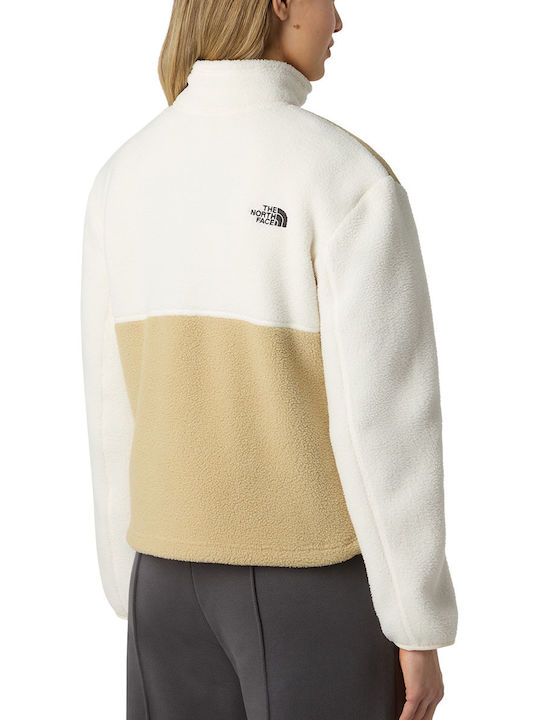 Yumiori Winter Women's Fleece Blouse Hiking with Zipper Beige