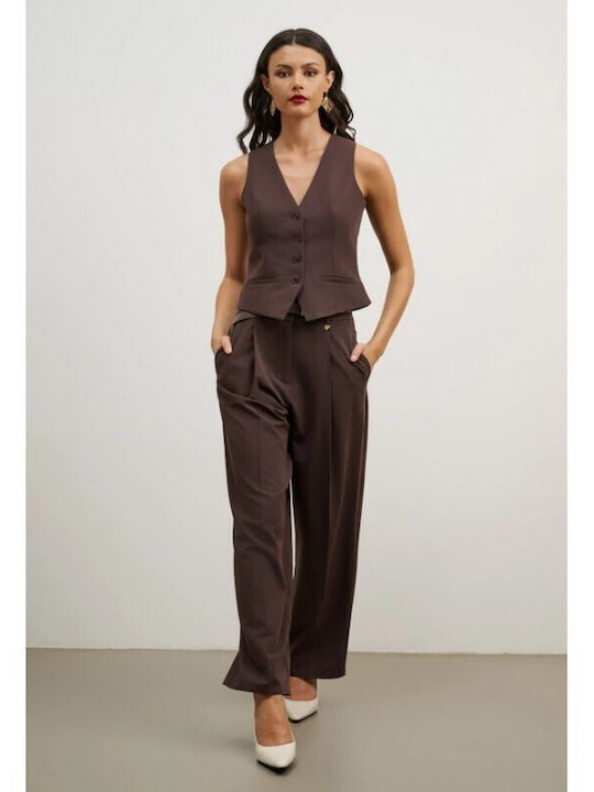 Women's Fabric Trousers Brown