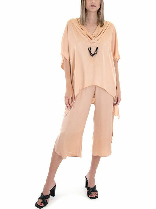Women's Fabric Capri Trousers Orange