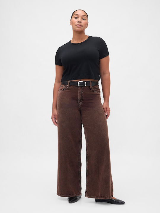 Damenjeans Mittelhohe Taille in Schlanker Passform Dark Brown