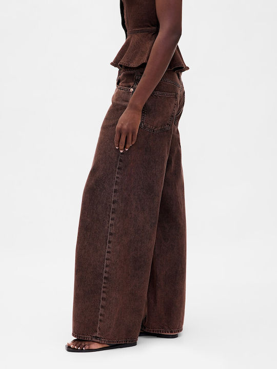 Damenjeans Mittelhohe Taille in Schlanker Passform Dark Brown