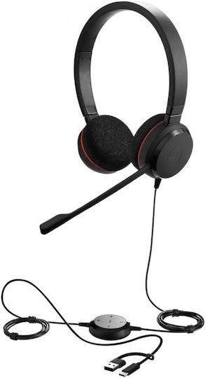 Jabra Evolve 20 Mono На ушите Мултимедийни слушалки с микрофон и връзка USB-A в Черен цвят