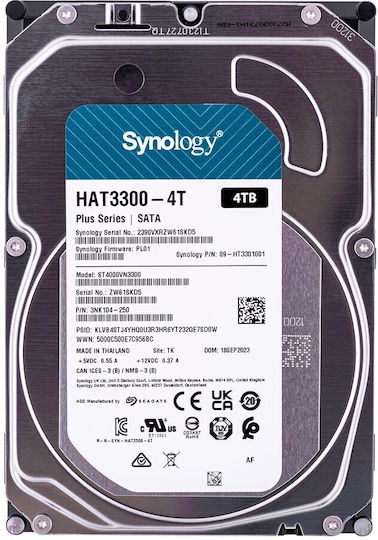 Synology 4TB HDD Σκληρός Δίσκος 3.5" SATA III 5400rpm για NAS HAT3300-4T