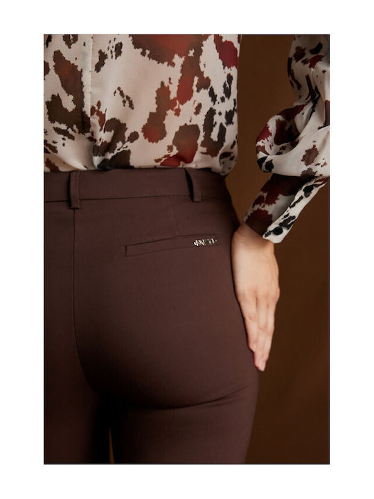 Zarela Women's Fabric Trousers Brown