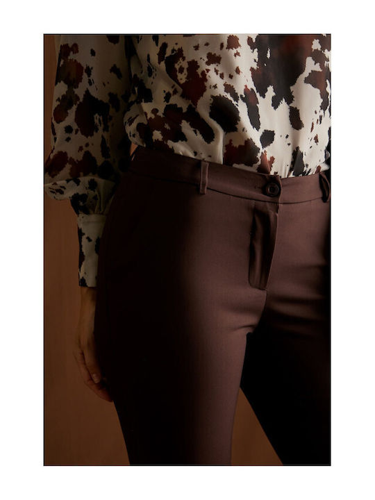 Zarela Women's Fabric Trousers Brown