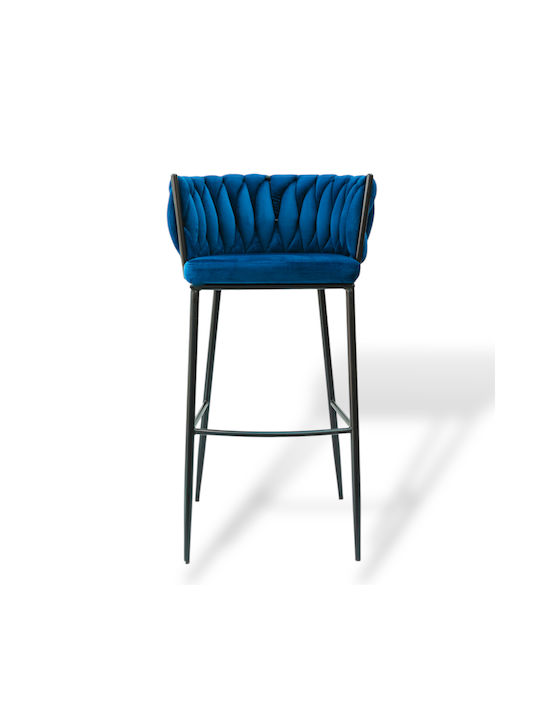 Σκαμπό Μπαρ Επενδυμένο με Βελούδο Moritz Vlt04blue Μπλέ 55x58x79εκ.