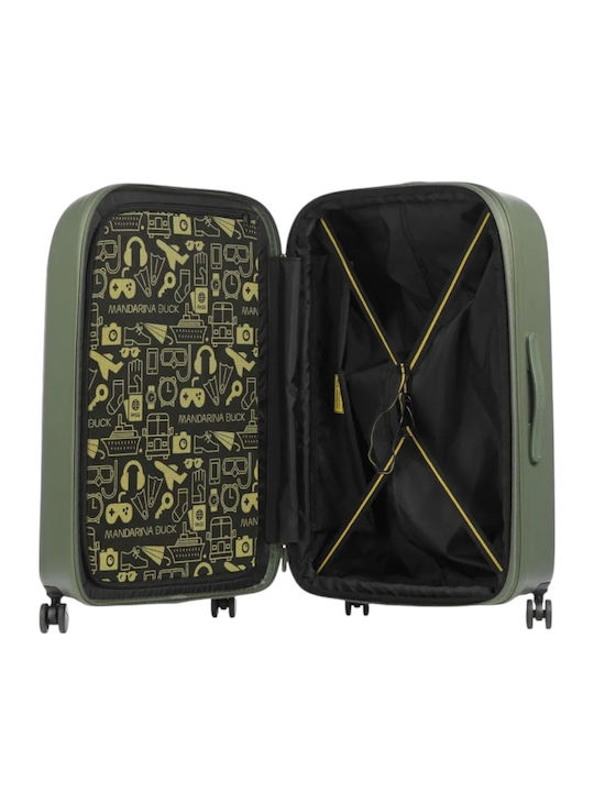 Mandarina Duck Logoduck Large Hard Suitcase Khaki with 4 Wheels Height 75cm