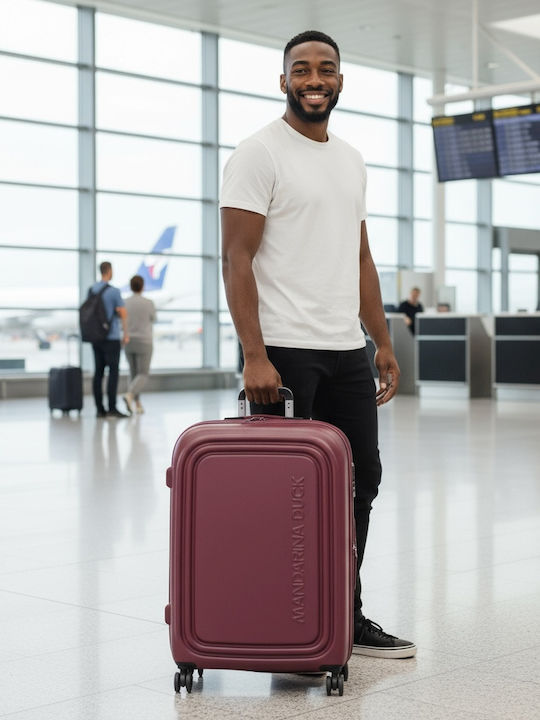Mandarina Duck Logoduck Large Hard Suitcase Burgundy with 4 Wheels Height 75cm