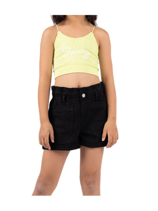 Παιδικό Crop Top Αμάνικο Κίτρινο neon Funny