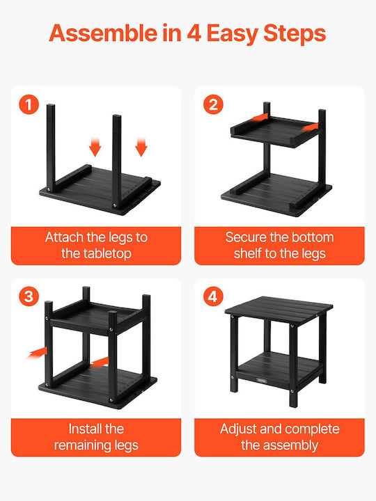 Tisch Stabil Black 45x45cm