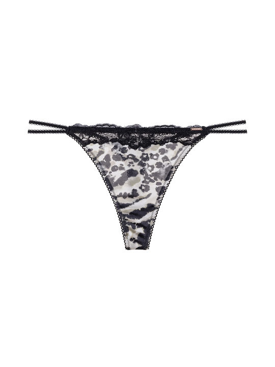 Damen Zeichenfolge Nahtlos mit Spitze Black