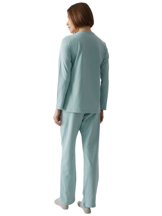 Minerva Winter Women's Pyjama Set Bay Leaf Mint Heart