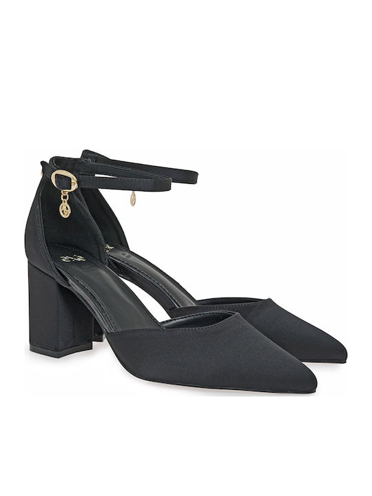 Pumps mit Riemchen & mittelhoher Absatz Schwarz
