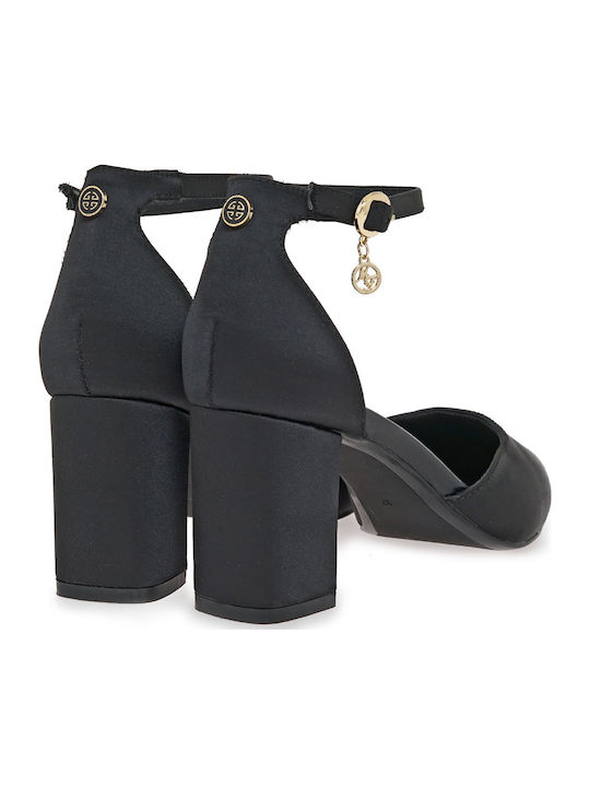 Pumps mit Riemchen & mittelhoher Absatz Schwarz